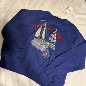 T.J.Maxx Blue Sailboat Crewneck Sweater *2 piece set missing bottoms!!*